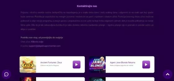 Kontakti Jackpot City