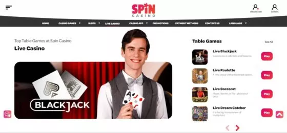 Spin kasino uživo