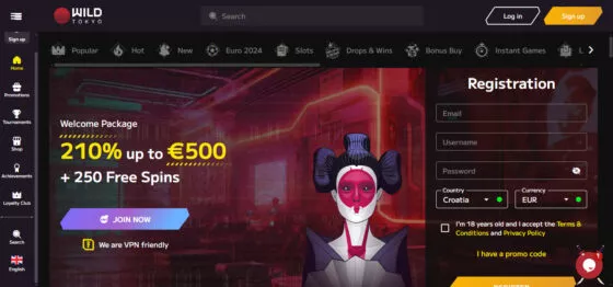 Wild tokyo casino main